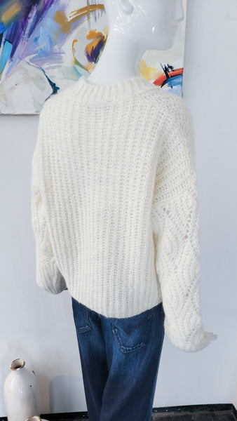 Pulli in Ajour grossmaschig (ecru)