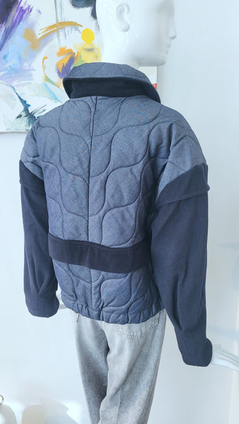 Jacke mit aufwendiger Steppung & Patchwork overs. (dunkelblau)