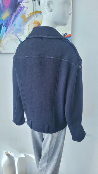 Jacke mit Steppnaht,  asymm.  overs. (dunkelblau)