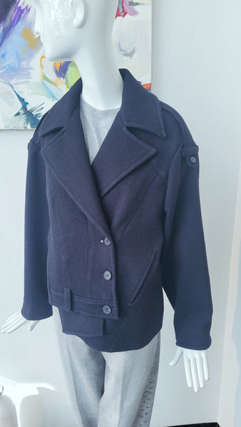 Jacke mit Steppnaht,  asymm.  overs. (dunkelblau)