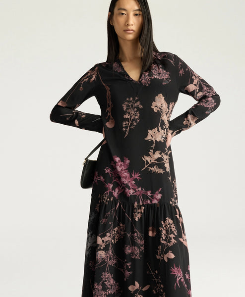 Seidenkleid mit Voilant (d.braun)