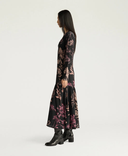 Seidenkleid mit Voilant (d.braun)