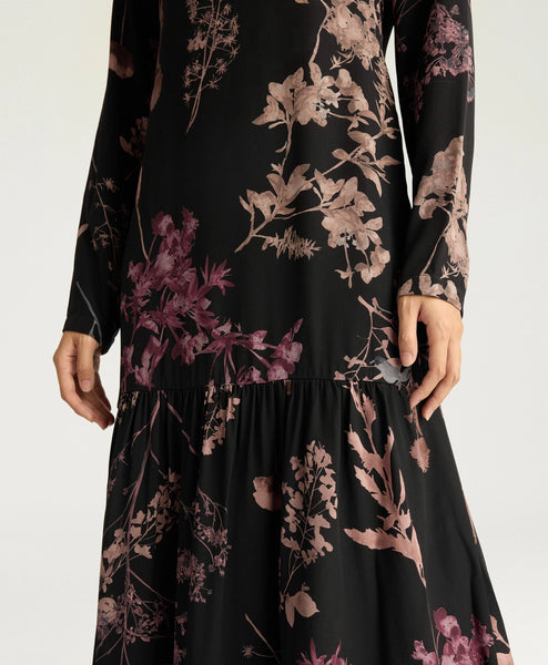 Seidenkleid mit Voilant (d.braun)