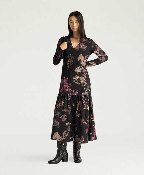 Seidenkleid mit Voilant (d.braun)