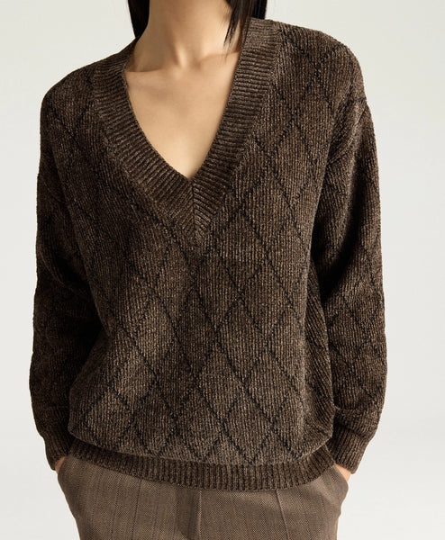 Pulli Diamant mit Lurex (braun)