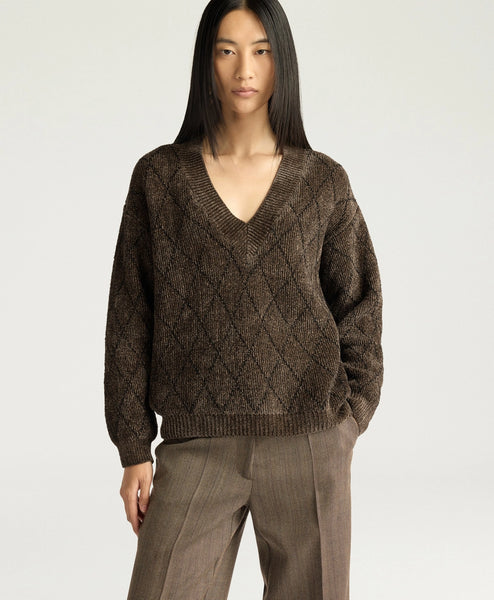 Pulli Diamant mit Lurex (braun)