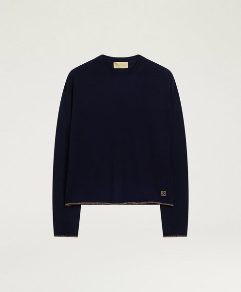 Pulli mit Goldrand (d. blau)