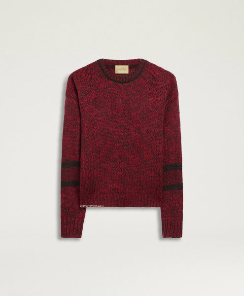 Pulli mit Details overs. (braun/rot mel.)