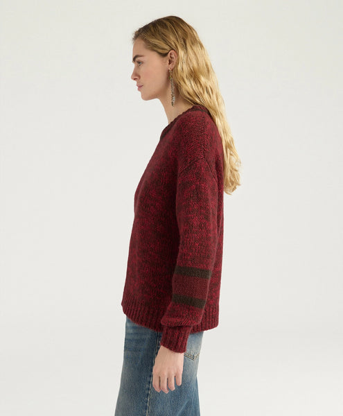 Pulli mit Details overs. (braun/rot mel.)