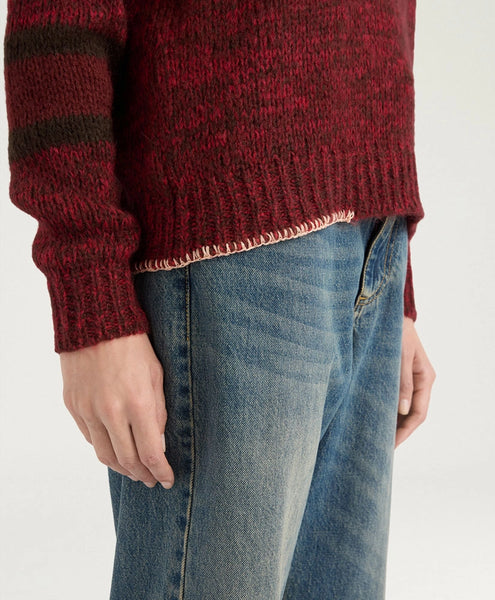 Pulli mit Details overs. (braun/rot mel.)
