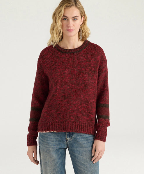 Pulli mit Details overs. (braun/rot mel.)