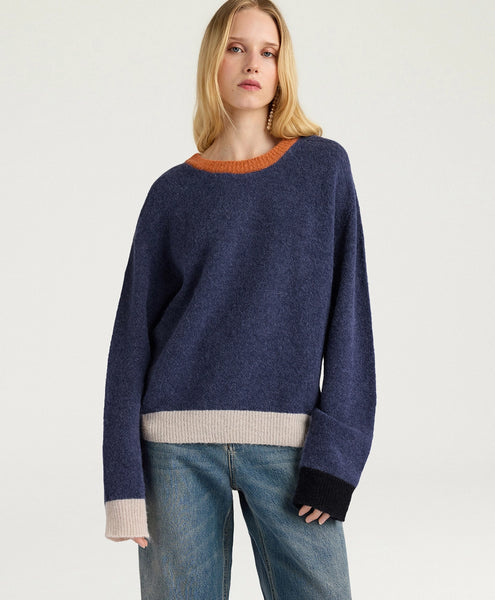 Pulli mit Details (blau meliert)