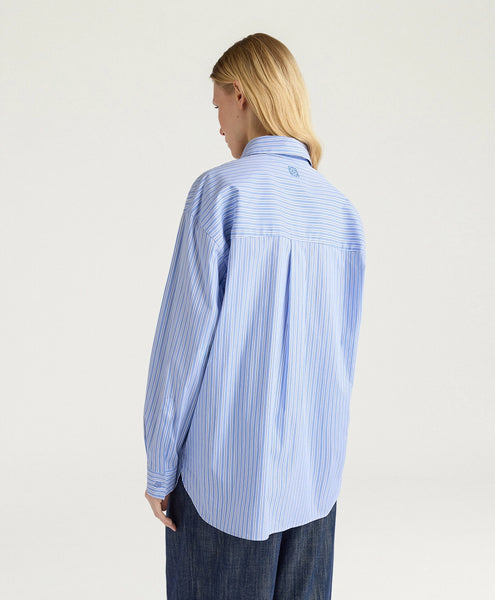 Hemd mit Stickerei, gestreift (blau)