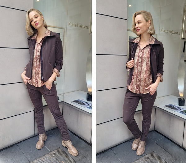 Bluse in Print Toile de Jouy ( d.rot/beige)