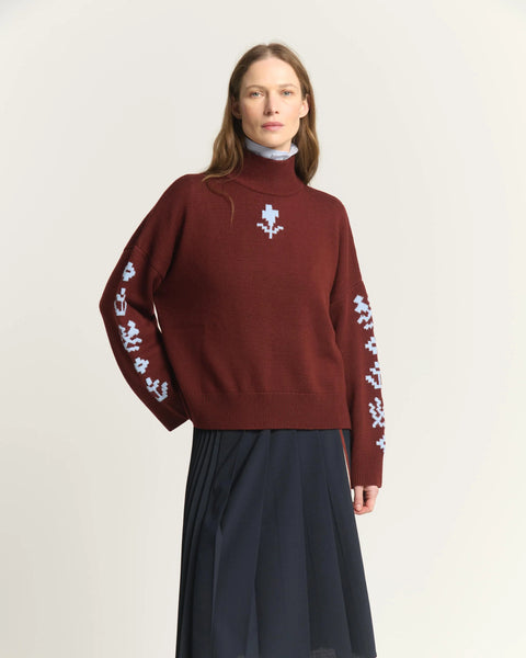 Pulli mit Muster overs. (schoko/eisblau)