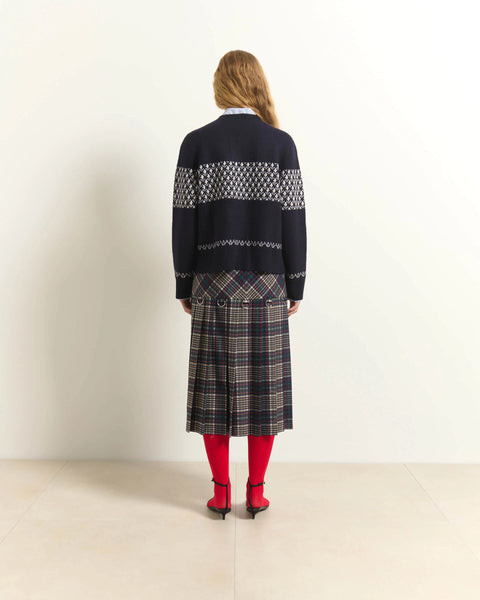 Strickjacke doubleface (blau/ecru)