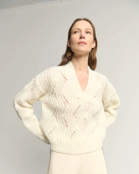 Pulli in Ajour grossmaschig (ecru)