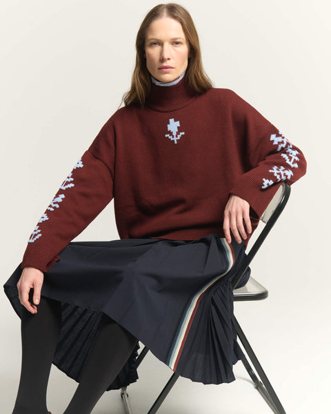 Pulli mit Muster overs. (schoko/eisblau)