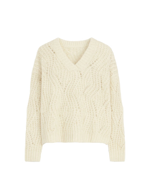 Pulli in Ajour grossmaschig (ecru)