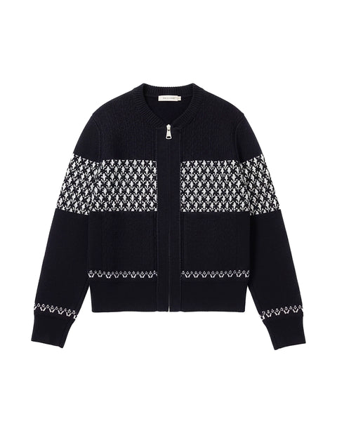 Strickjacke doubleface (blau/ecru)