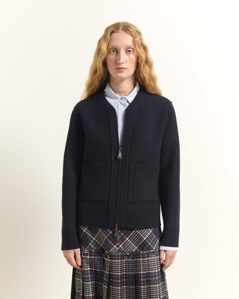 Strickjacke doubleface (blau/ecru)