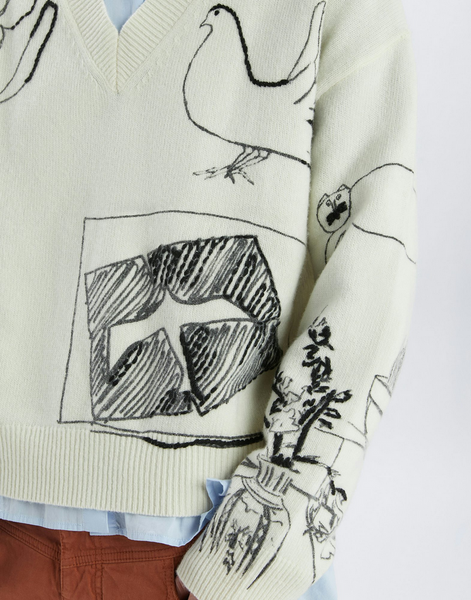Pulli mit Print u. Stickerei