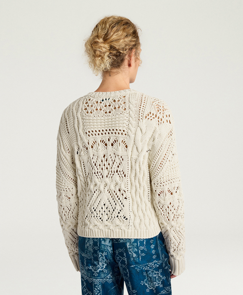 Baumwollpullover mit Zopfmuster