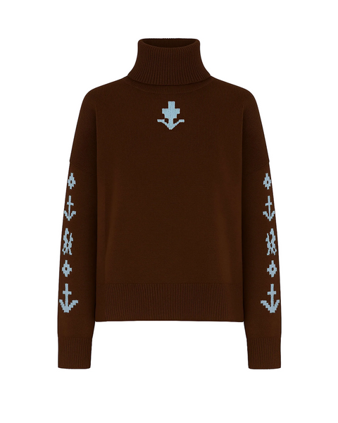 Pulli mit Muster overs. (schoko/eisblau)