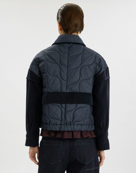 Jacke mit aufwendiger Steppung & Patchwork (dunkelblau)