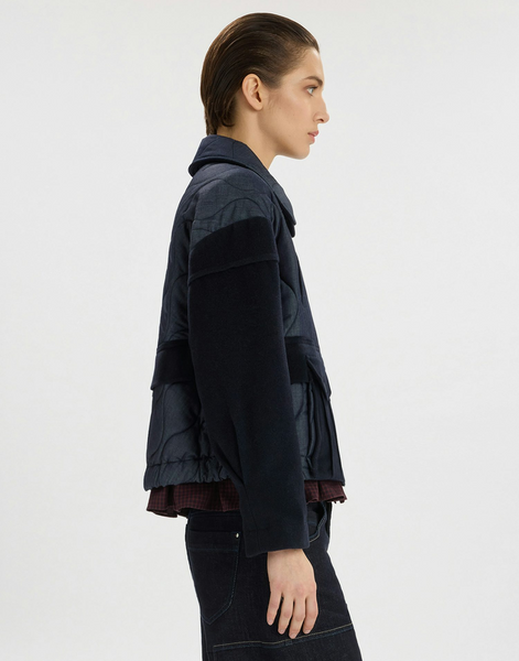 Jacke mit aufwendiger Steppung & Patchwork (dunkelblau)