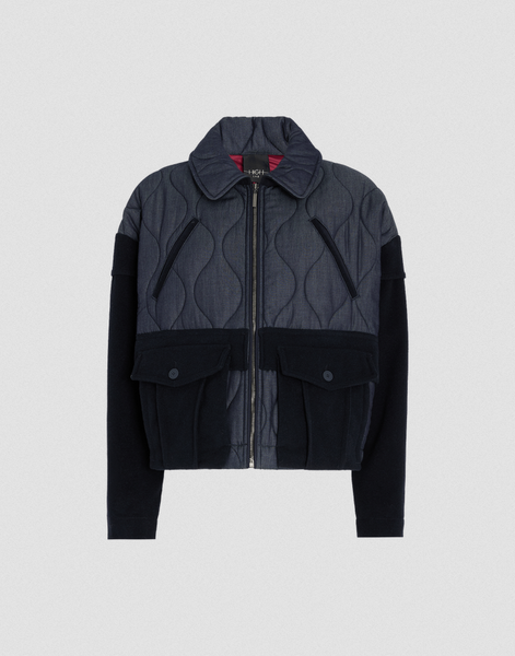 Jacke mit aufwendiger Steppung & Patchwork (dunkelblau)
