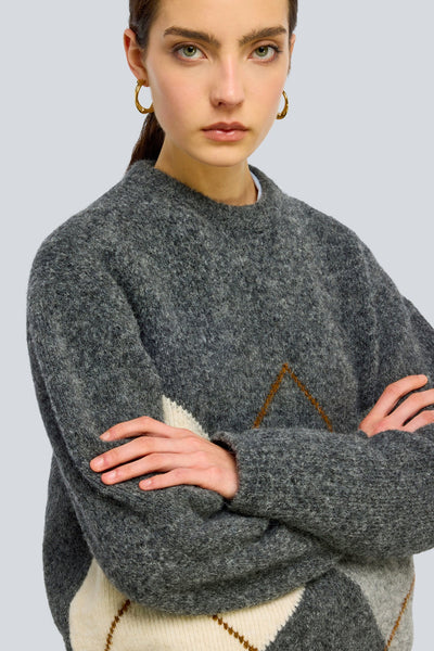 Pullover (anthrazit/ecru/braun)
