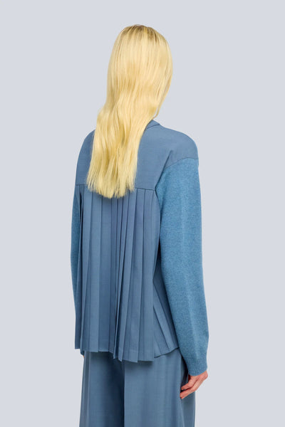 Cardigan Strick & Plisse (taubenblau)