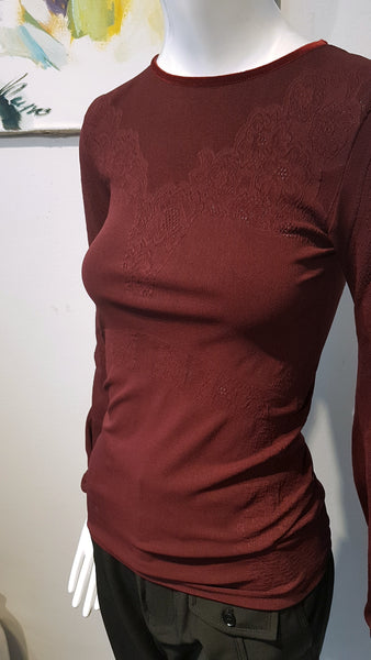Shirt aus Spitze mit Keulenärmel (bordeaux) (-50%!)