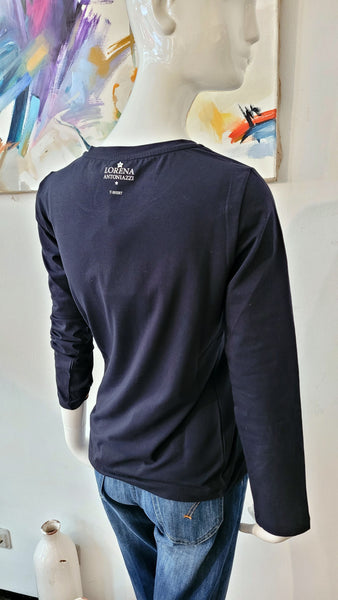 Langarm-Shirt mit Svarowski-Stern (dunkelblau)(-52%)