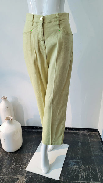Weite Hose aus Leinen-Baumwollmischung (lindgrün)(-30%)
