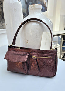 Clutch/Kleine Handtasche mit Außentaschen (metallic-kupfer)