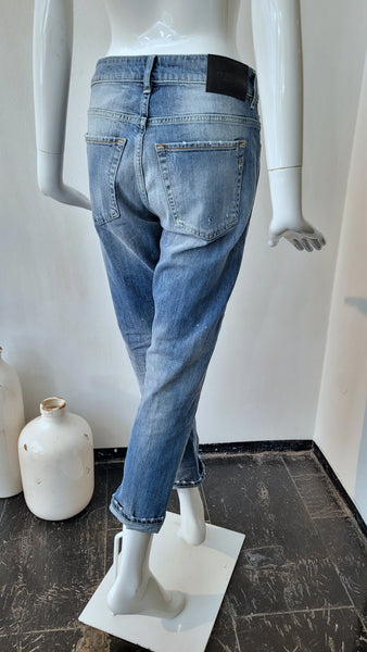 Jeans, mit leichten Farbflecken, carrot-fit